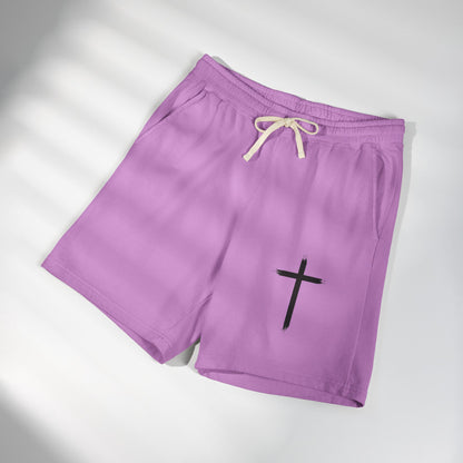 Cross Graphic Sweat Shorts — Lightweight Garment-Dyed Fleece