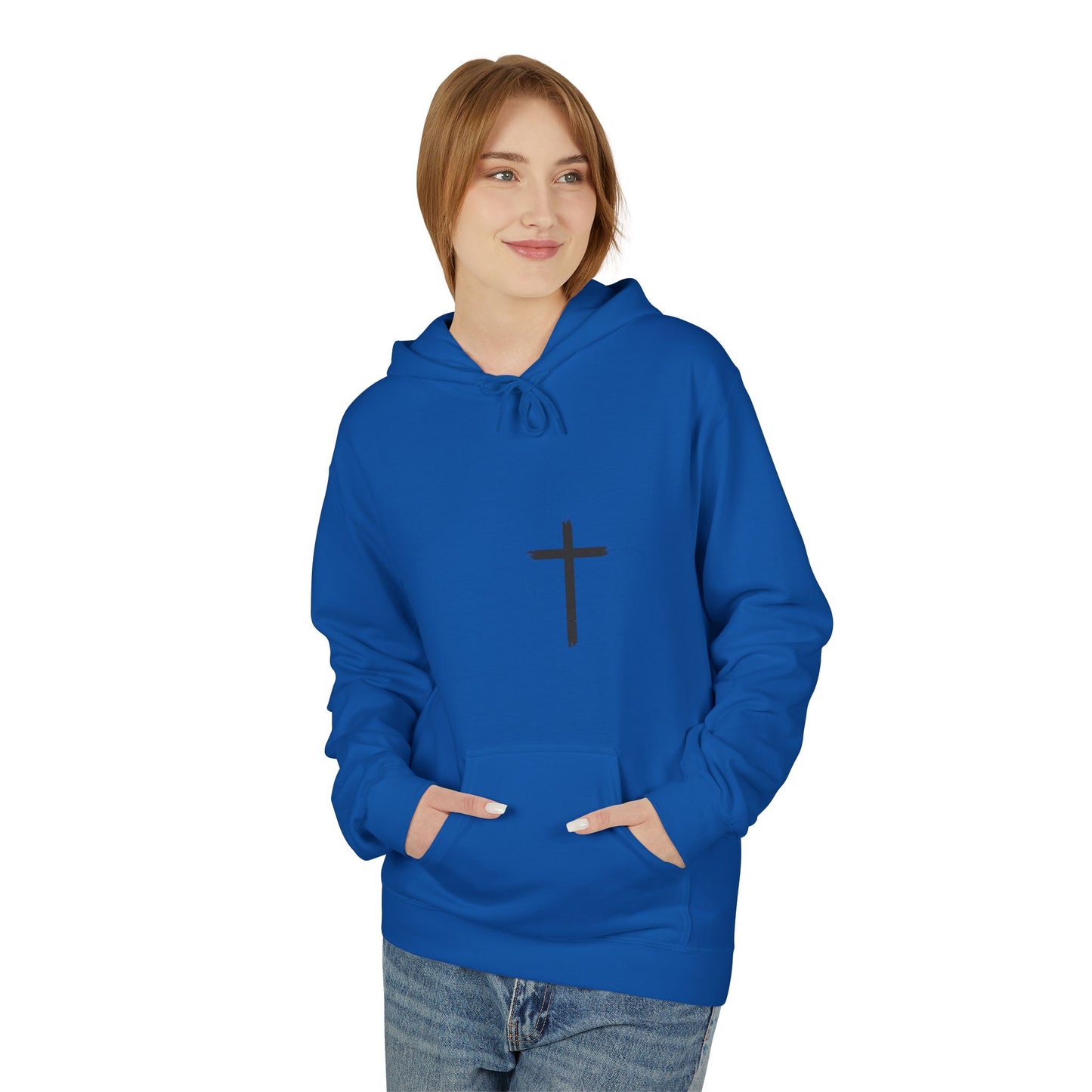 Walk by Faith Hoodie — Christian Cross Pullover with 'Walk by faith, not by sight' Back Design