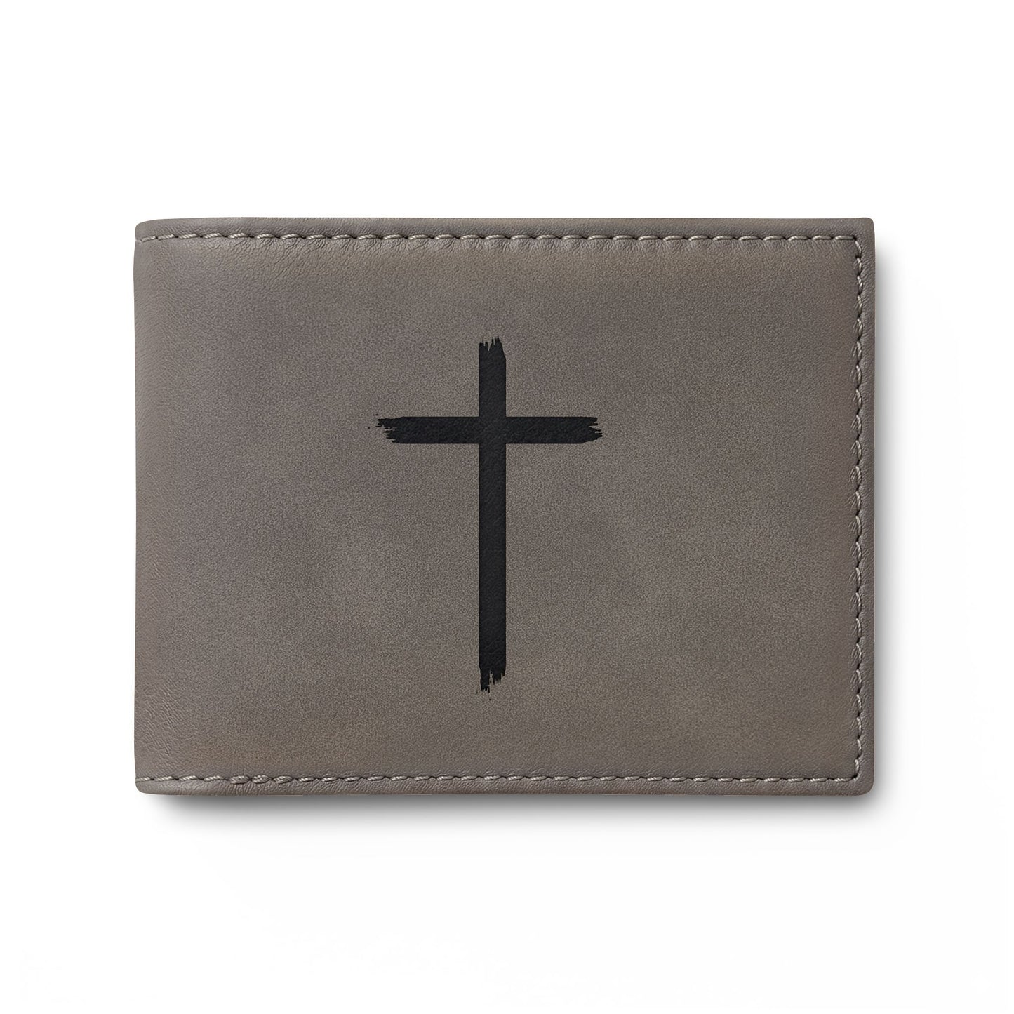 Leather Bi-Fold Wallet with Cross & Philippians 4:13 Engraving