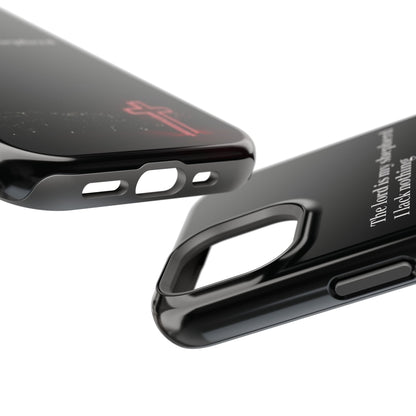 Christian Phone Case — “The Lord Is My Shepherd I Lack Nothing” Neon Cross Magnetic Impact Case