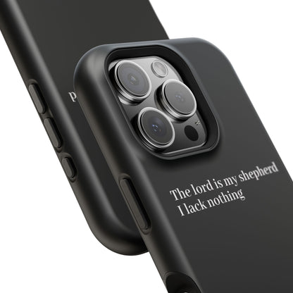 Christian Phone Case — “The Lord Is My Shepherd I Lack Nothing” Neon Cross Magnetic Impact Case