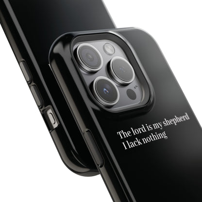 Christian Phone Case — “The Lord Is My Shepherd I Lack Nothing” Neon Cross Magnetic Impact Case