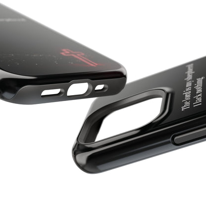 Christian Phone Case — “The Lord Is My Shepherd I Lack Nothing” Neon Cross Magnetic Impact Case