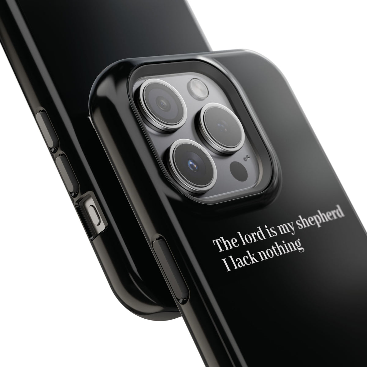 Christian Phone Case — “The Lord Is My Shepherd I Lack Nothing” Neon Cross Magnetic Impact Case