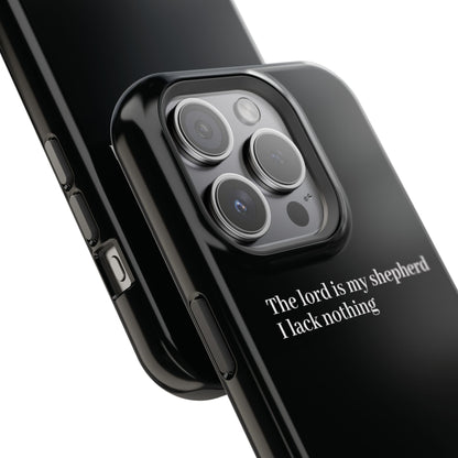 Christian Phone Case — “The Lord Is My Shepherd I Lack Nothing” Neon Cross Magnetic Impact Case