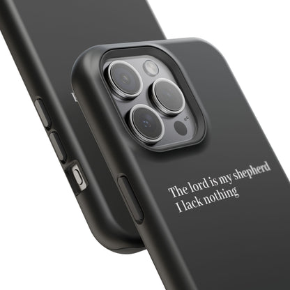 Christian Phone Case — “The Lord Is My Shepherd I Lack Nothing” Neon Cross Magnetic Impact Case