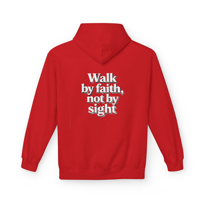 Walk by Faith Hoodie — Christian Cross Pullover with 'Walk by faith, not by sight' Back Design