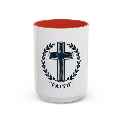 Faith Cross Coffee Mug — Christian Inspirational Ceramic Mug 15oz