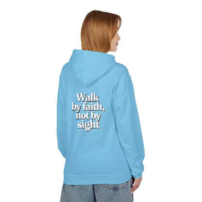 Walk by Faith Hoodie — Christian Cross Pullover with 'Walk by faith, not by sight' Back Design
