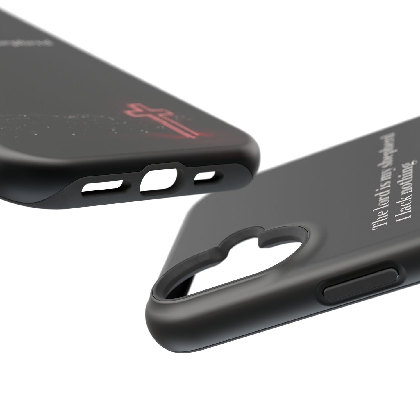 Christian Phone Case — “The Lord Is My Shepherd I Lack Nothing” Neon Cross Magnetic Impact Case