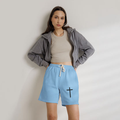 Cross Graphic Sweat Shorts — Lightweight Garment-Dyed Fleece