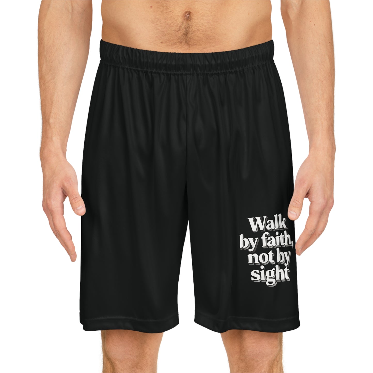 Faith Basketball Shorts — “Walk by faith, not by sight” Athletic AOP Shorts