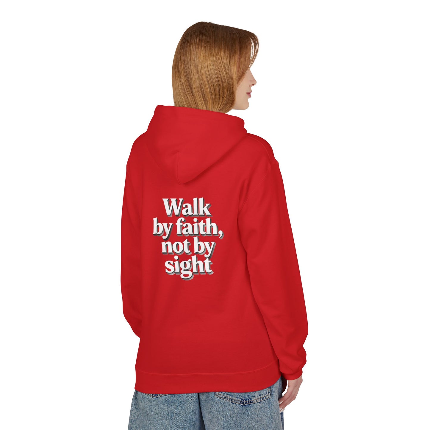 Walk by Faith Hoodie — Christian Cross Pullover with 'Walk by faith, not by sight' Back Design