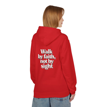 Walk by Faith Hoodie — Christian Cross Pullover with 'Walk by faith, not by sight' Back Design