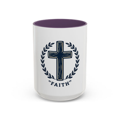 Faith Cross Coffee Mug — Christian Inspirational Ceramic Mug 15oz