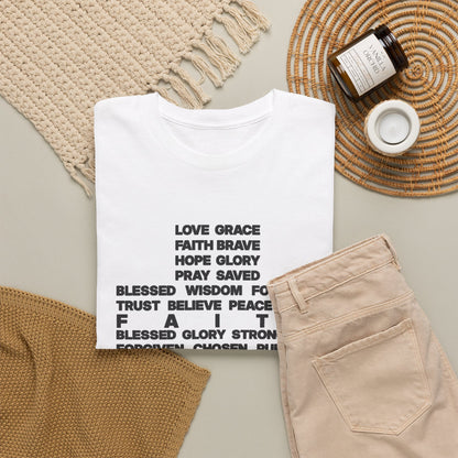 Faith & Hope Word Block T-Shirt — Minimal Christian Typography Tee