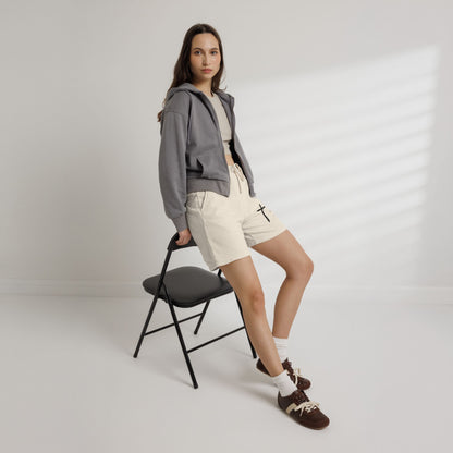 Cross Graphic Sweat Shorts — Lightweight Garment-Dyed Fleece