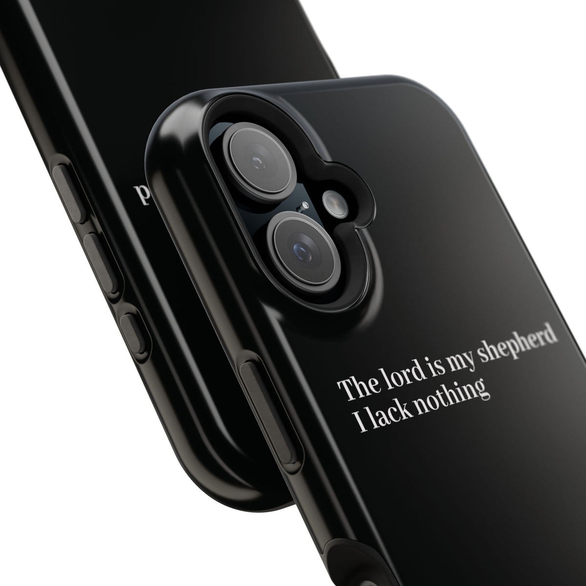 Christian Phone Case — “The Lord Is My Shepherd I Lack Nothing” Neon Cross Magnetic Impact Case