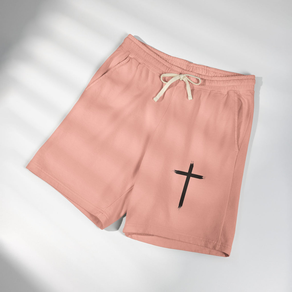 Cross Graphic Sweat Shorts — Lightweight Garment-Dyed Fleece