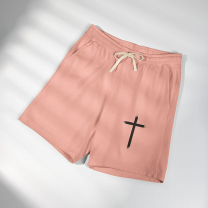 Cross Graphic Sweat Shorts — Lightweight Garment-Dyed Fleece